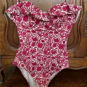 J. Crew Pink Floral One-Piece Swimsuit
